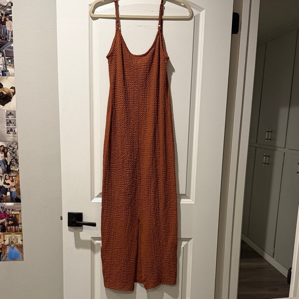 H&M Rust Orange Textured Maxi Dress - Picture 3 of 3